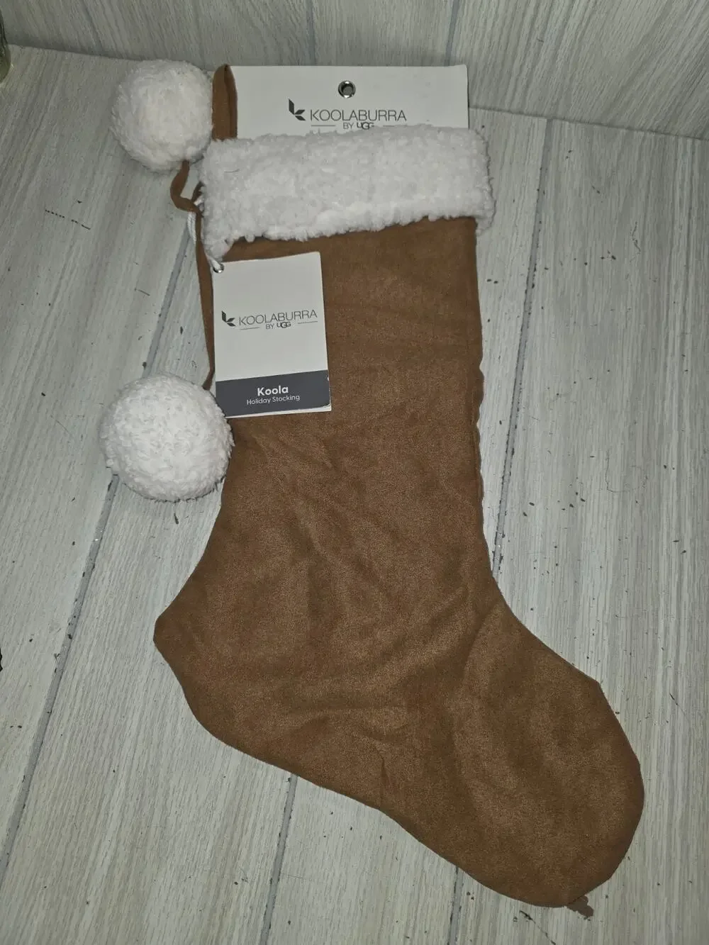 Koolaburra By UGG Koola Faux Suede Christmas Stocking Chestnut Brown Holiday NWT